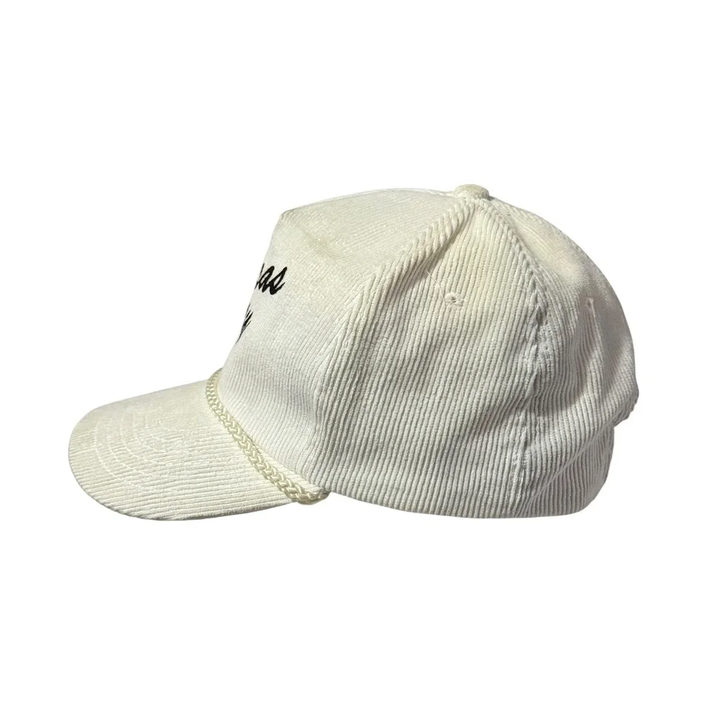 VTG The Sportsman Kansas City Corduroy Rope Trucker Hat Cream White Snapback Cap